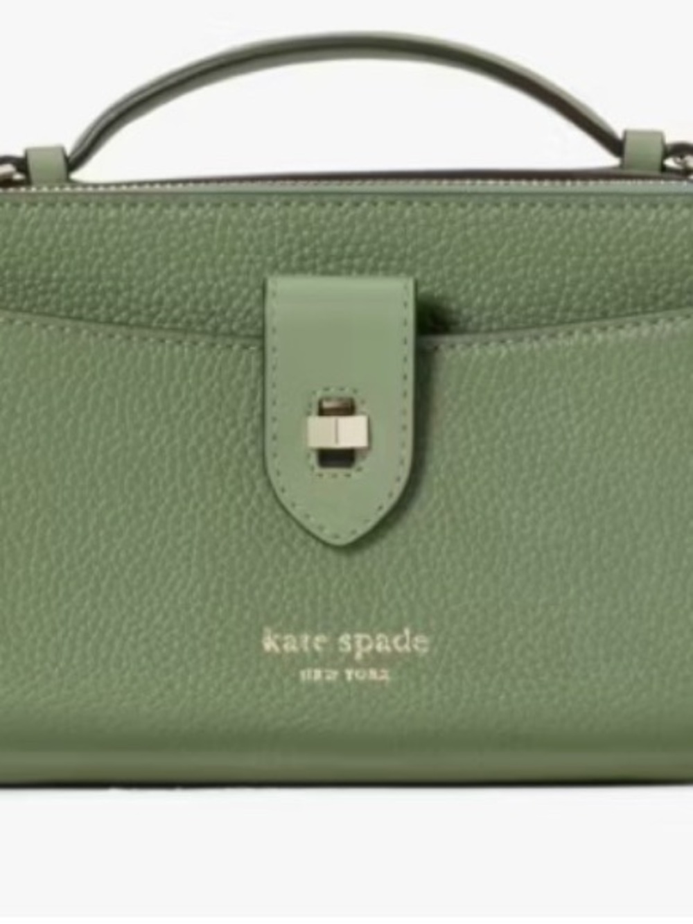 Kate Spade Hudson Mini Double Zip Crossbody Pebbled Leather Sage Green